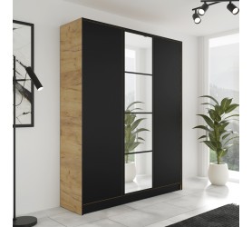 Szafa 3-Drzwiowa 160 cm Edan Dąb Craft Złoty + Czarny Eden tanio od kamameble.pl