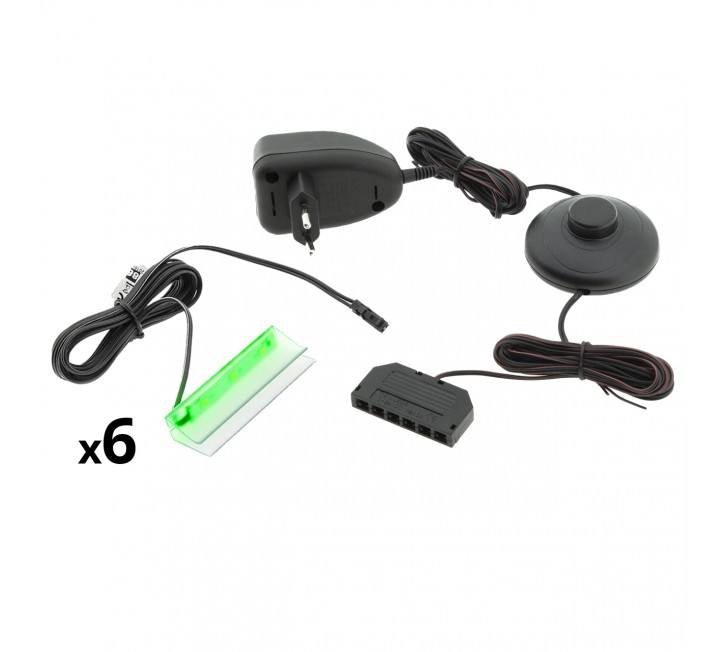 Oświetlenie LED na 6 półek zielone