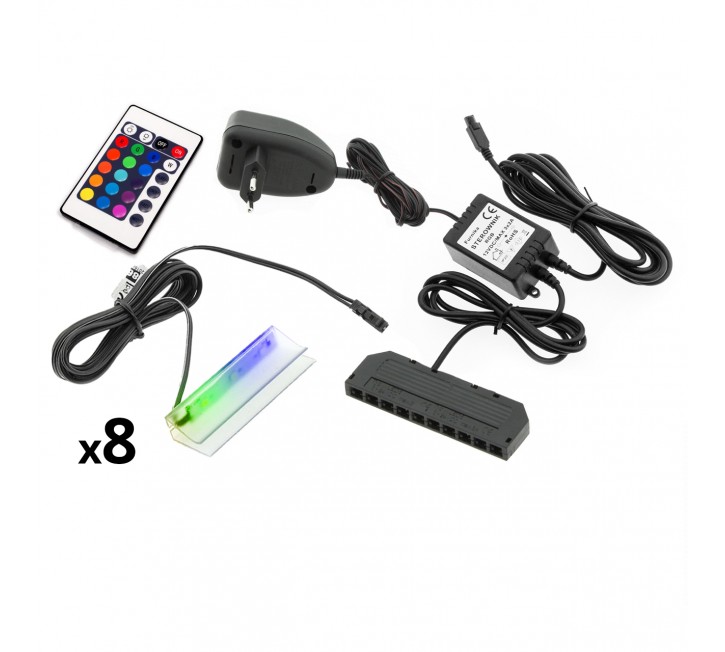 Oświetlenie LED na 8 półek RGB