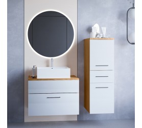 Łazienka BUSTO LED dąb artisan / biały połysk
