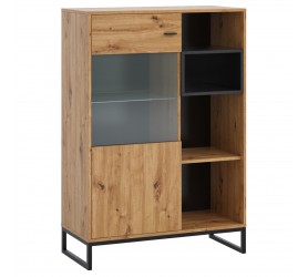 Witryna niska OLIVIER OE14 dąb artisan / czarny