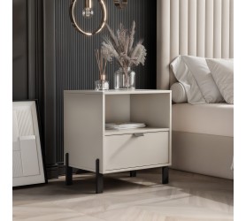Stolik Nocny Carmen 55x56,5x45 cm Beż Piaskowy Cremona