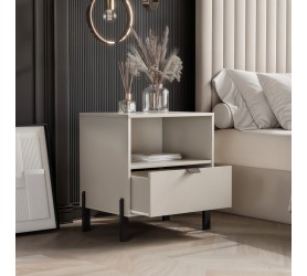 Stolik Nocny Carmen 55x56,5x45 cm Beż Piaskowy Cremona