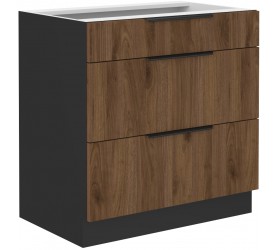 Szafka z szufladami 80 cm Nela 04 czarny / orzech okapi