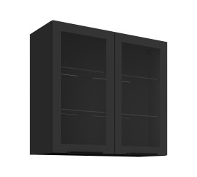 Szafka górna ze szkłem 80 cm Nela 21 czarna