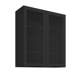 Szafka górna ze szkłem 80 cm Nela 22 czarny