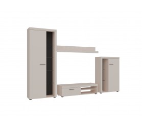 Meblościanka z witryną Sofia piaskowy beż zestaw mebli do salonu