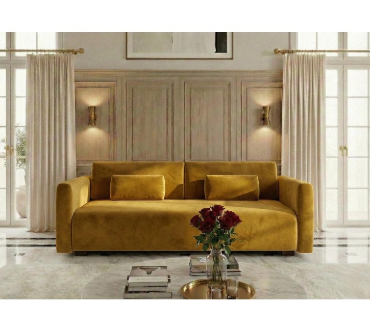 Sofa Rozkładana Lusso 230 cm musztardowy złoty kolor