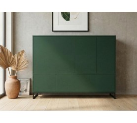 Komoda Industrialna 160 cm Candelo zieleń butelkowa Styl Loft