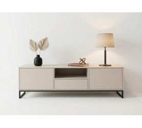 Komoda RTV 160 cm Candelo Z Szufladą - Szafka Loft - Piaskowy Beż