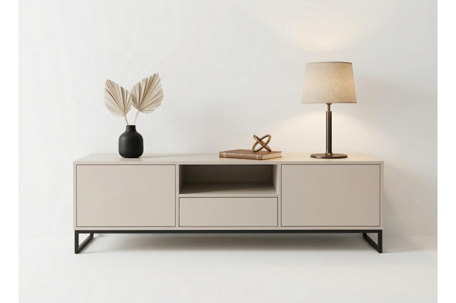 Komoda RTV 160 cm Candelo Z Szufladą - Szafka Loft - Piaskowy Beż