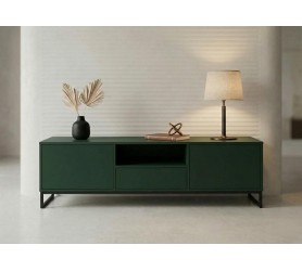 Komoda RTV 160 cm Candelo Z Szufladą - Szafka Loft - butelkowa zieleń