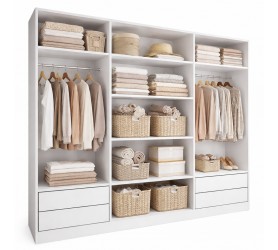 Szafa otwarta MERVI K4 270 cm biała / okucia srebrne z...