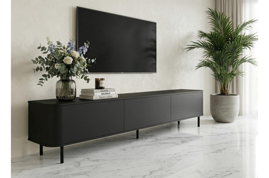 Komoda RTV Czarna 215 cm Azilia