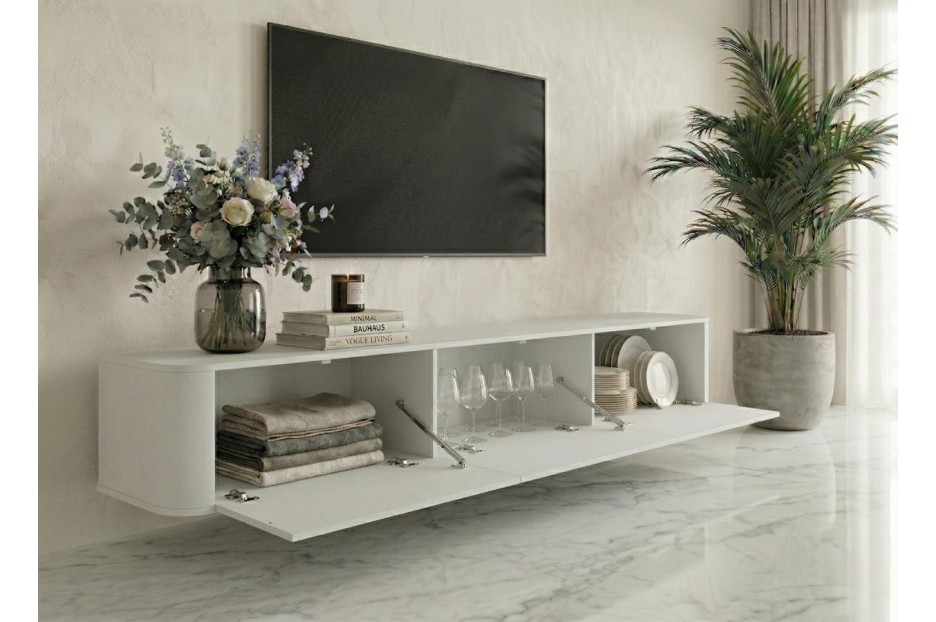 Komoda RTV Wisząca 215 cm Biała Azilia Azelio