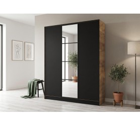 Szafa 3-Drzwiowa 160 cm Edan Dąb Craft Złoty + Czarny Eden tanio od kamameble.pl