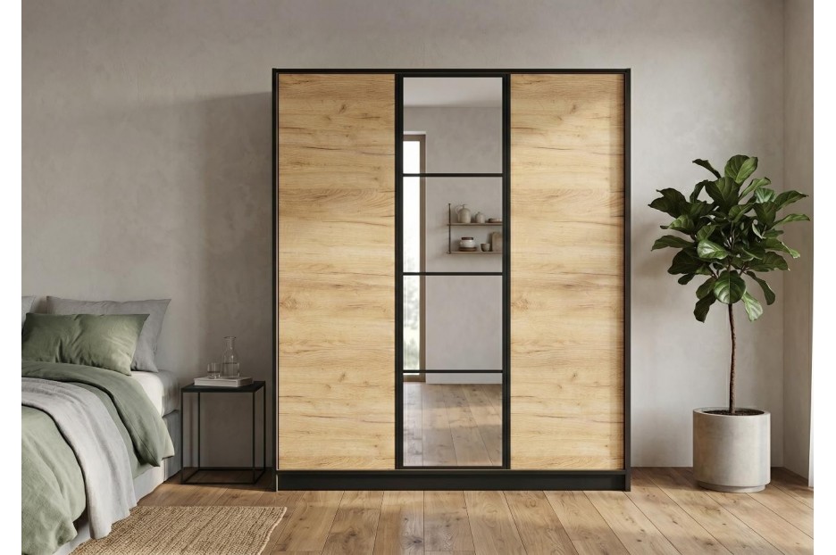 Szafa 3-Drzwiowa Edan 160 cm Dąb Craft Złoty Eden tanio od kamameble.pl