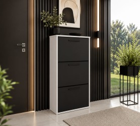 Stojąca szafka na buty 59x115cm ASPIR biały + czarny front i...