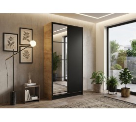 Szafa Z Lustrami 105 cm Edan Dąb Craft Złoty + Czarny Eden temu kamameble.pl