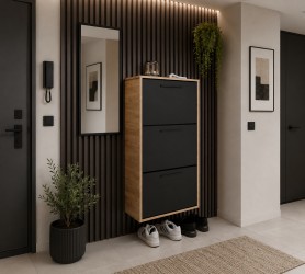 Szafka na buty ASPIR 59x115 cm dąb craft złoty/czarny |...
