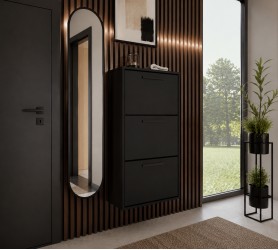 Czarna wąska szafka na buty wisząca ASPIR 59x115 cm |...