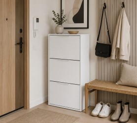 Biała szafka na buty MIKO 3S 130x60cm| 3 uchylne klapy montaż...