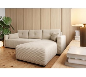 Sztruksowy Narożnik Rozkładany Moly 236x152 cm Carmen od kamameble