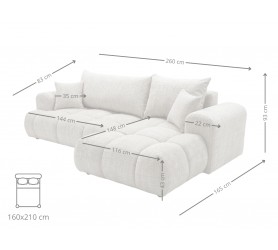 Narożnik Rozkładany Cremon 260x145 cm Greige Chmurka kamameble