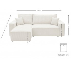 Sztruksowy Narożnik Rozkładany Laco 244x145 cm | Tkanina Poso 100