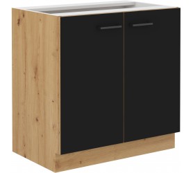 Szafka dolna uchylna 80 cm MONTE 03 dąb artisan+ czarny front...