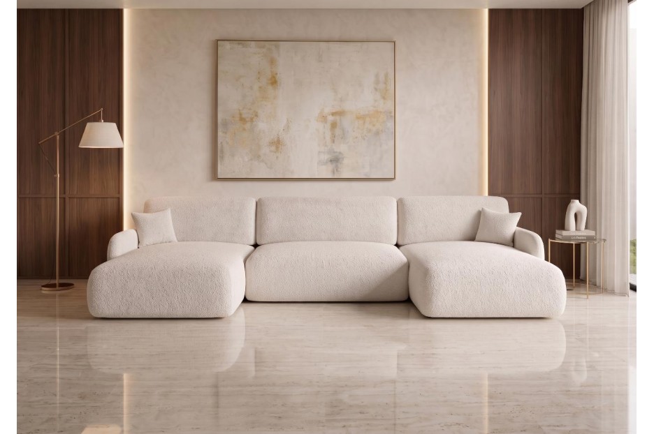 Narożnik Rozkładany Astrid U 357x175 cm kamameble boucle sofa