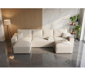 Narożnik Z Funkcją Spania Viggo 377x189 cm boucle sofa kamameble