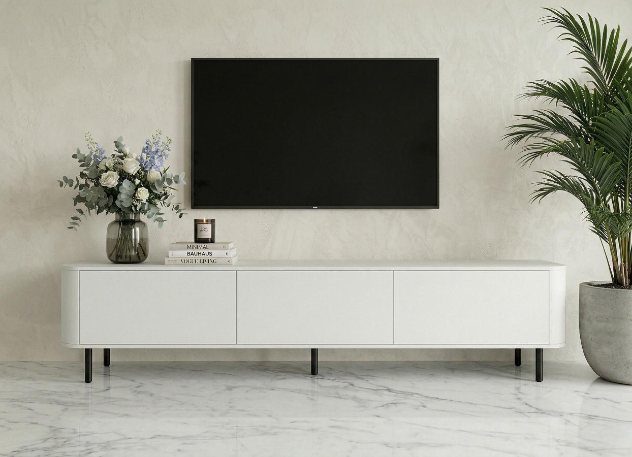 Komoda RTV Biała 215 cm Azilia Azelio