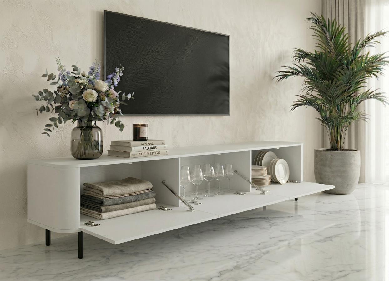 Komoda RTV Biała 215 cm Azilia Azelio