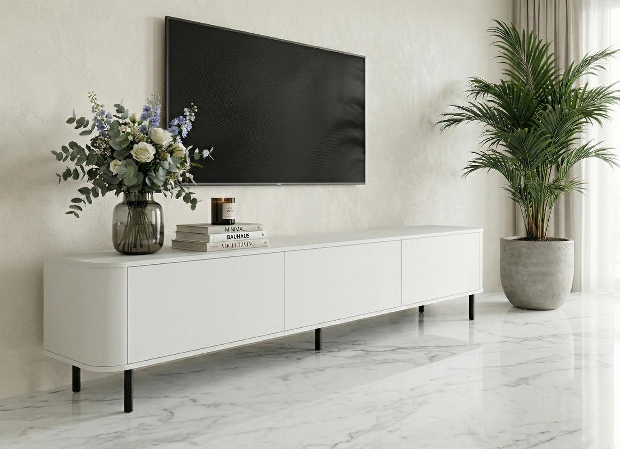 Komoda RTV Biała 215 cm Azilia Azelio