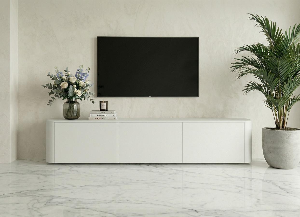 Nowoczesna Komoda RTV Biała 215 cm Azilia Azelio