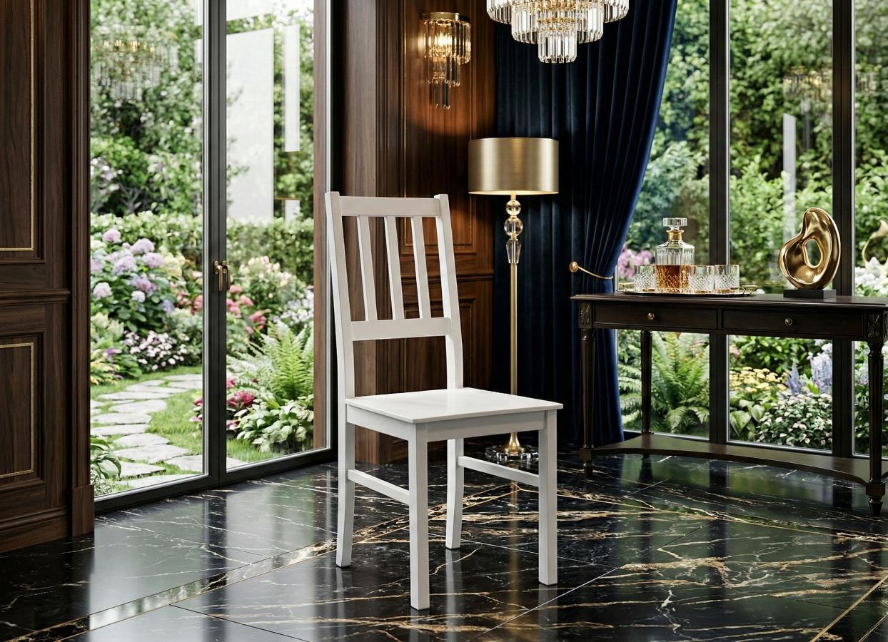 Tradycyjne białe krzesło do kuchni Armano 4D