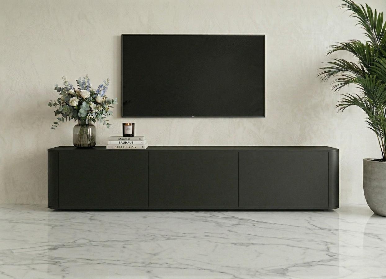 Nowoczesna Komoda RTV Czarna 215 cm Azilia Azelio