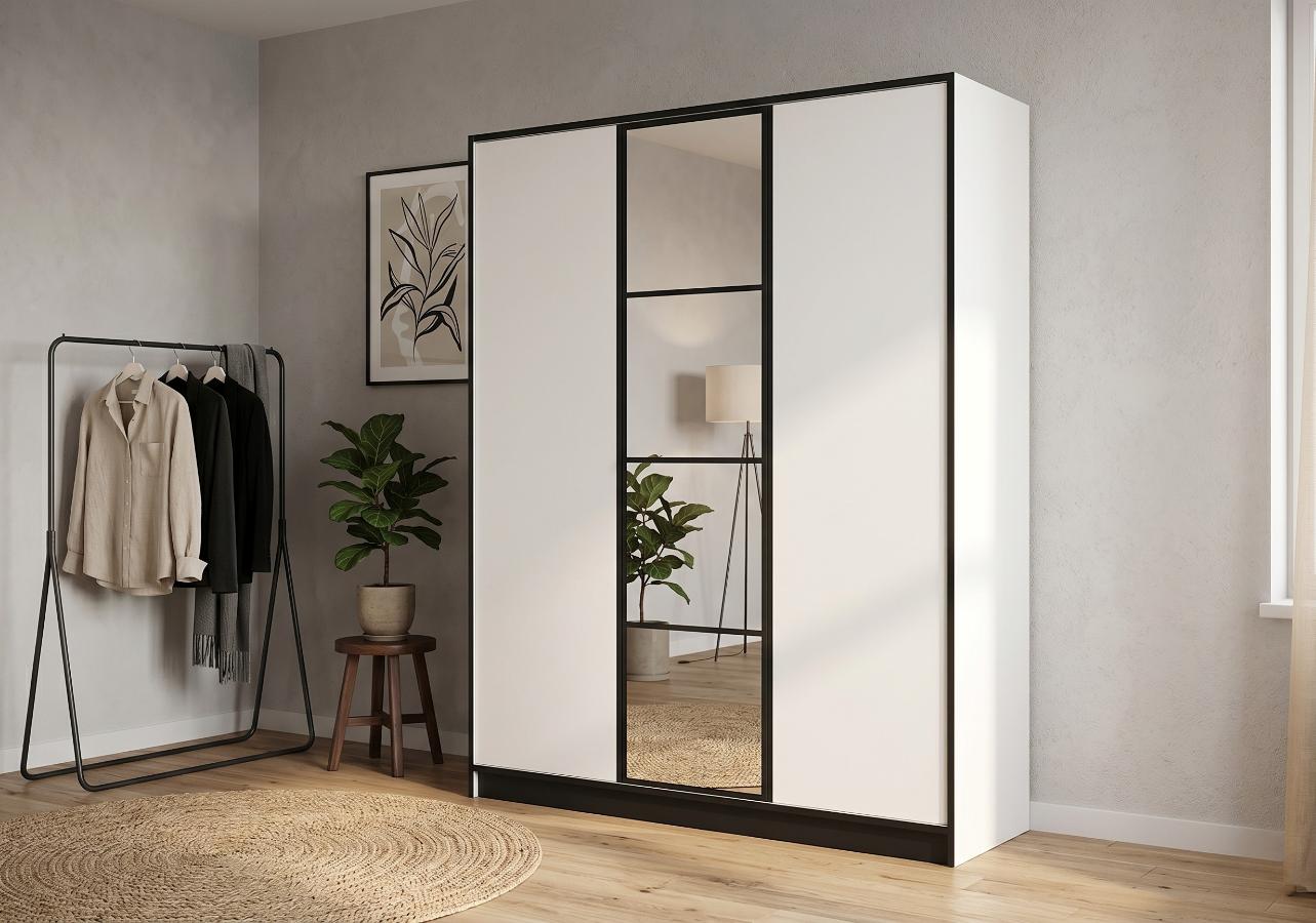Biała Szafa 3-Drzwiowa Edan 160 cm Eden tanio od kamameble.pl