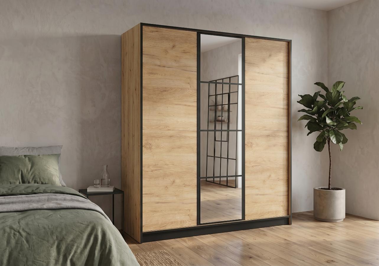 Szafa 3-Drzwiowa Edan 160 cm Dąb Craft Złoty Eden tanio od kamameble.pl