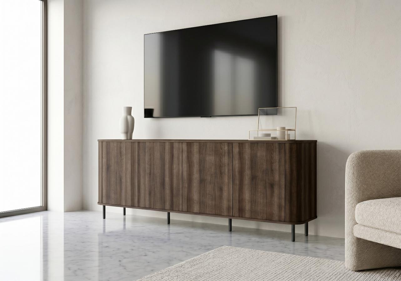 Komoda RTV Azilia Dąb Barock 215 cm 4-Drzwiowa Azelio
