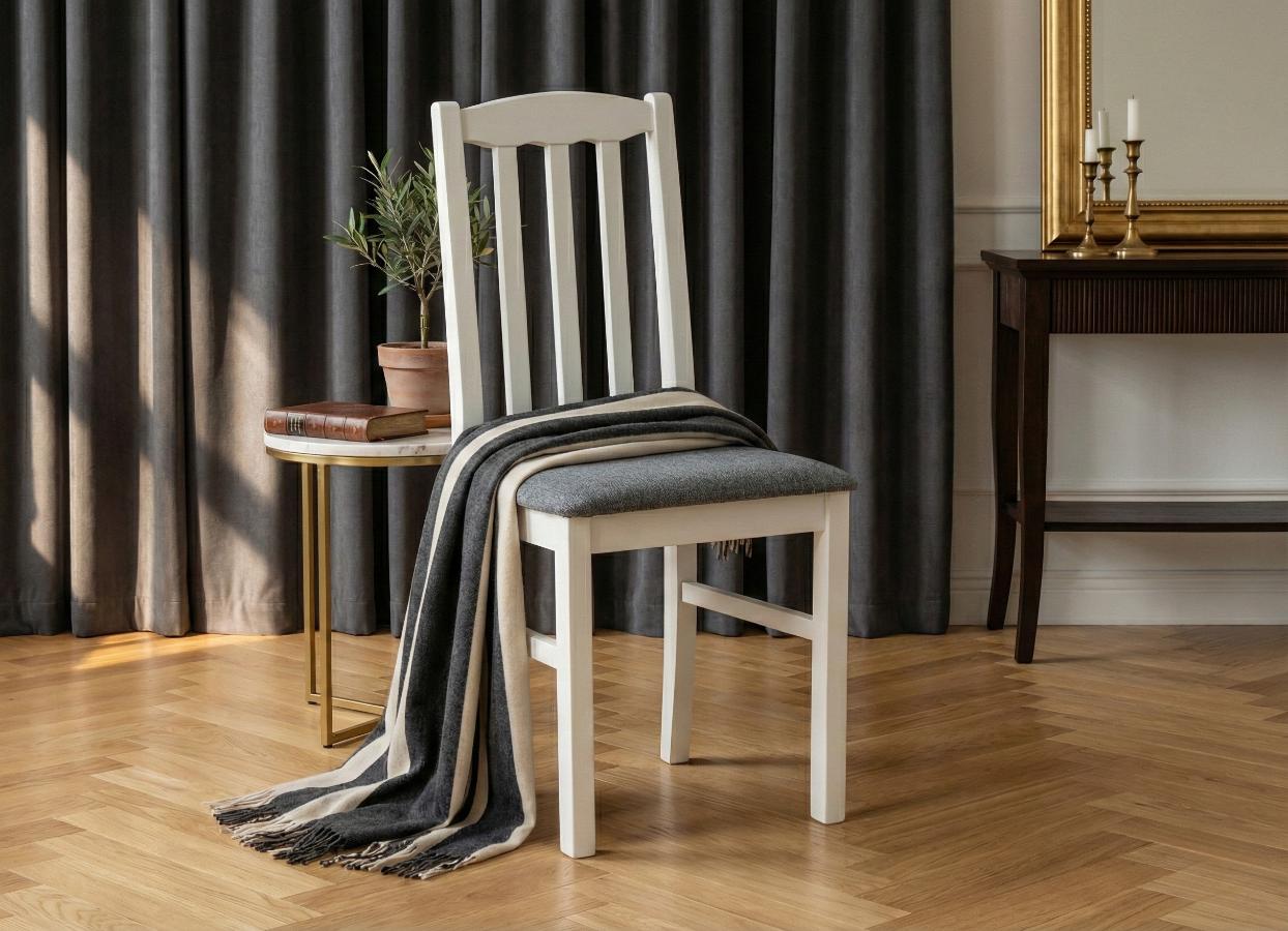 Wygodne drewniane krzesło białe Armano 12