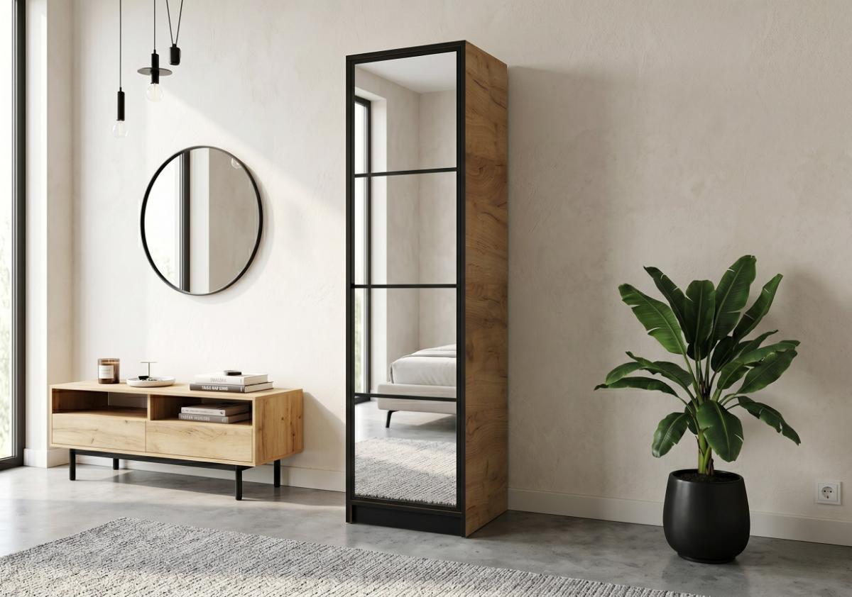 Szafa 1-Drzwiowa Z Lustrami 53 cm Edan Dąb Craft Złoty Edan tanio od kamameble.pl