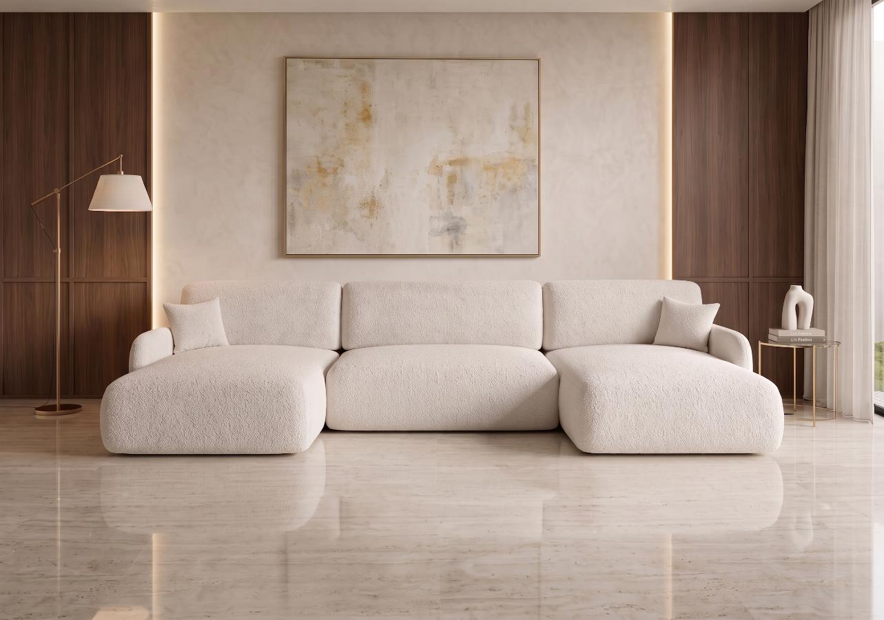 Narożnik Rozkładany Astrid U 357x175 cm kamameble boucle sofa