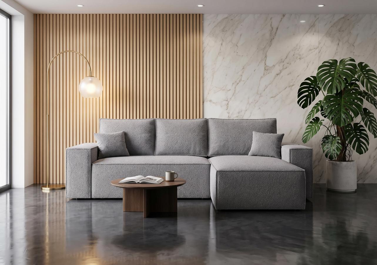Narożnik Z Funkcją Spania Viggo 277x189 cm sofa boucle od kamameble