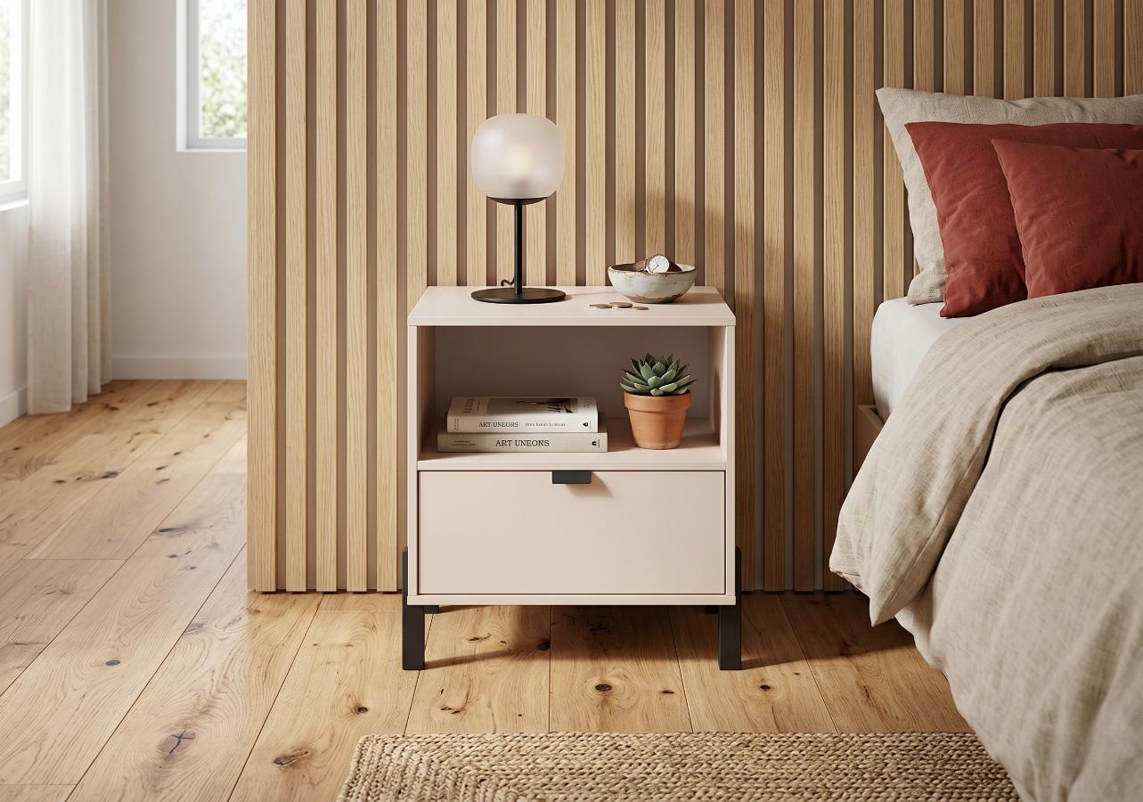 Stolik Nocny Carmen 55x56,5x45 cm Beż Piaskowy Cremona