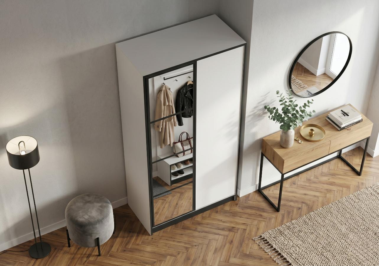 Biała Szafa Z Lustrem Edan 105 cm Edan garderoba tanio kamameble.pl