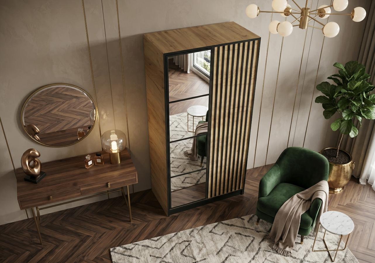 Szafa Z Lamelami Edan 105 cm Dąb Craft Złoty Eden tanio kamameble.pl