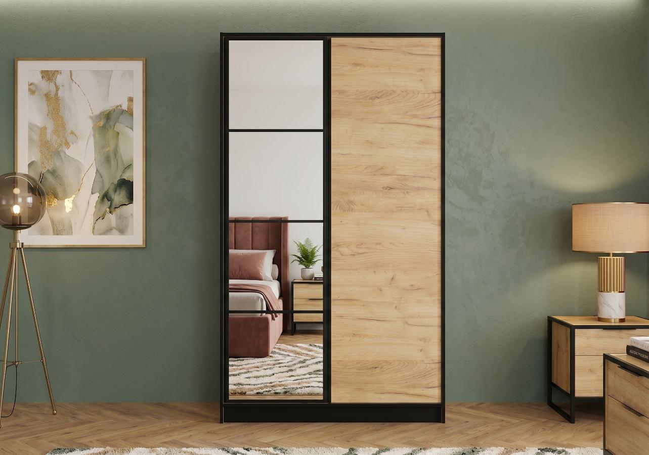 Szafa Z Lustrami Edan 105 cm Dąb Craft Złoty Eden tanio od kamameble.pl temu