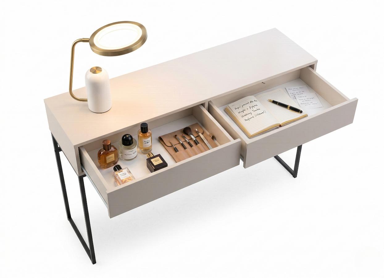Toaletka Industrialna 137 cm Candelo - Biurko Loft - Beż Piaskowy Genua